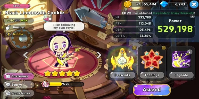 Cookie Run Kingdom: Black Lemonade Cookie Toppings and Beascuits guide