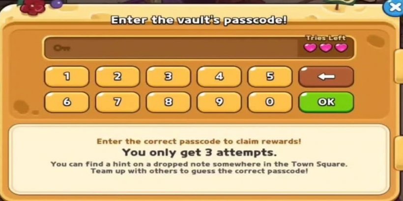 Cookie Run Kingdom Town Square Vault password 