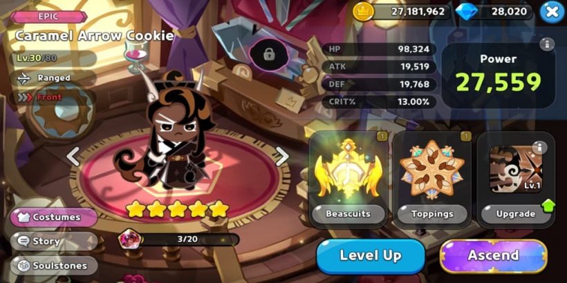 Cookie Run Kingdom: Caramel Arrow Cookie Toppings and Beascuits guide