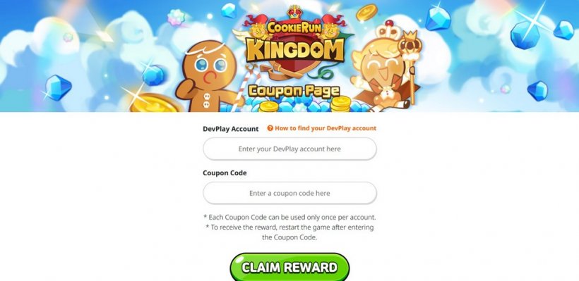 Cookie Run Kingdom coupon page