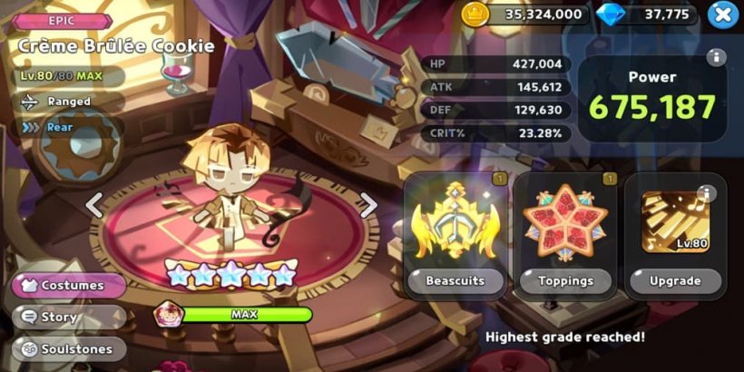 Cookie Run Kingdom: Creme Brulee Cookie Toppings and Beascuits guide