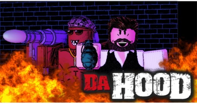 DA Hood poster of two criminals standing next to each other, one holding a bazooka