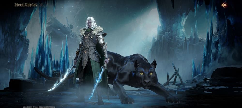 Dragonheir: Drizzt holding two swords with a black panther in the back