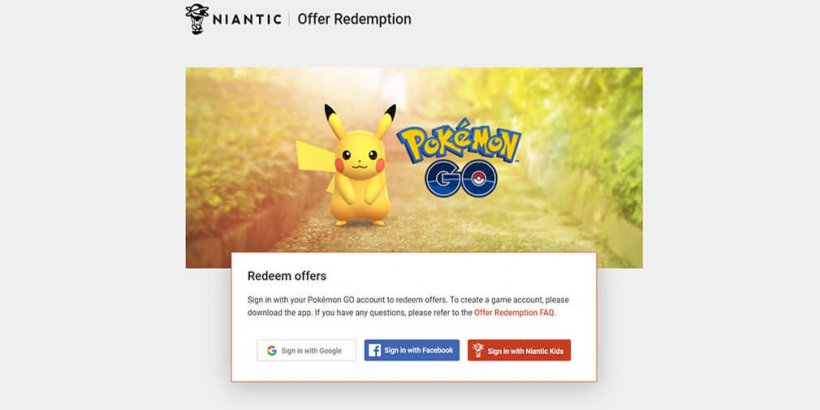 Signing in onto Niantic's website to redeem codes