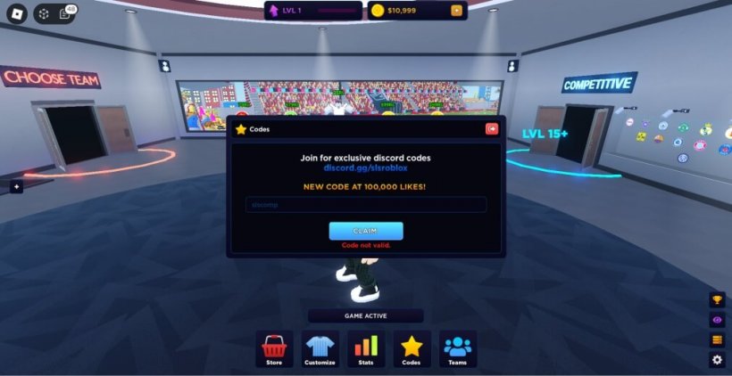 In game window where you can redeem codes